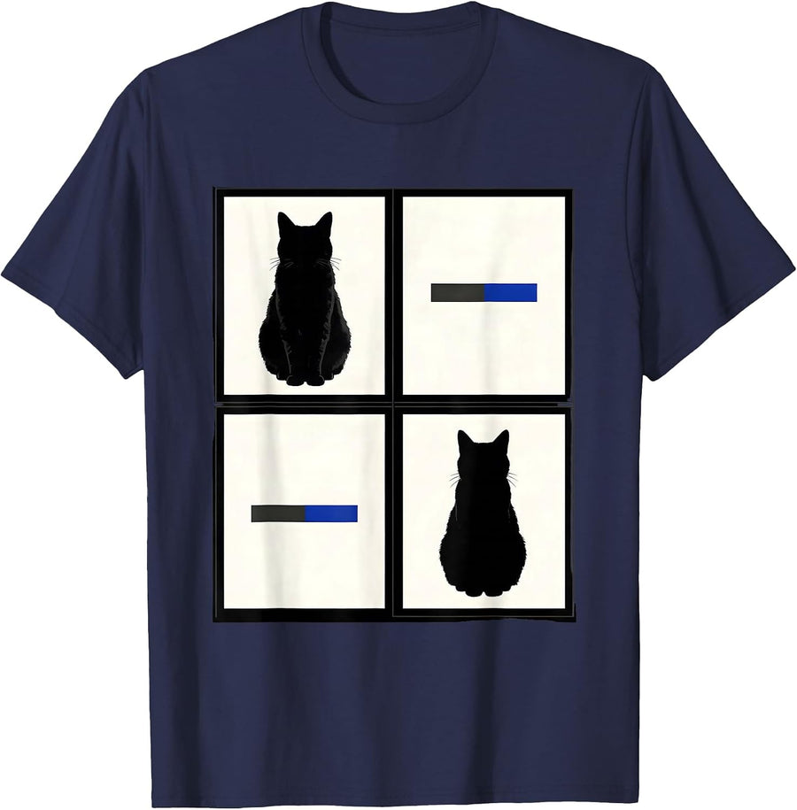 Schrödingers Cat Grid Minimalist Science Nerd Humor T-Shirt - Navy Blue
