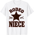 Men's Rodeo Niece Stencil Graphic Cowgirl Birthday Party Family T-Shirt - White