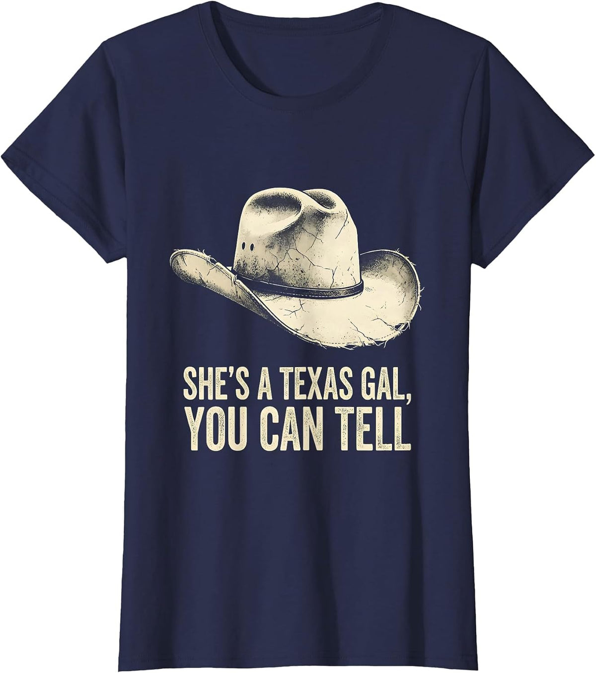 Women's She's A Texas Gal, You Can Tell Boho Western Cowgirl Pride T-Shirt - Navy Blue