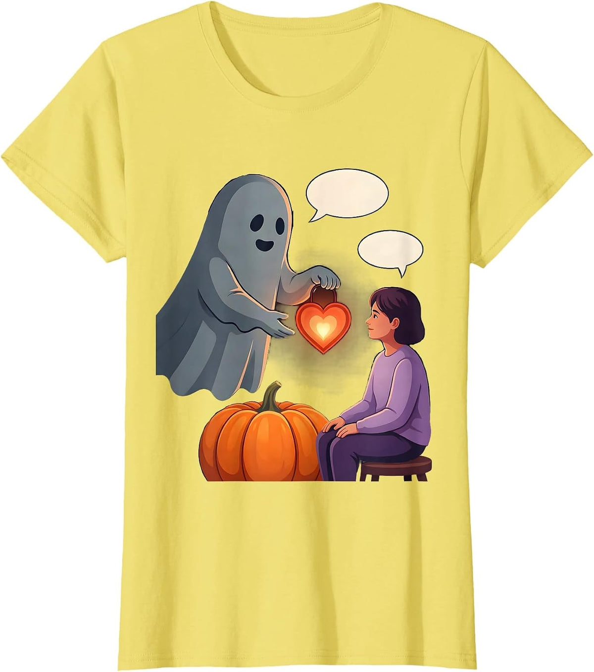 Women's Friendly Ghost Mental Health Awareness School Counselor T-Shirt - Lemon Yellow