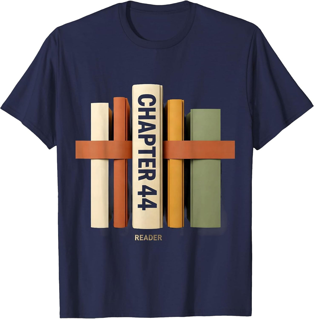 Men's Chapter 44 Reader Bookworm Birthday Milestone Gift T-Shirt - Navy Blue