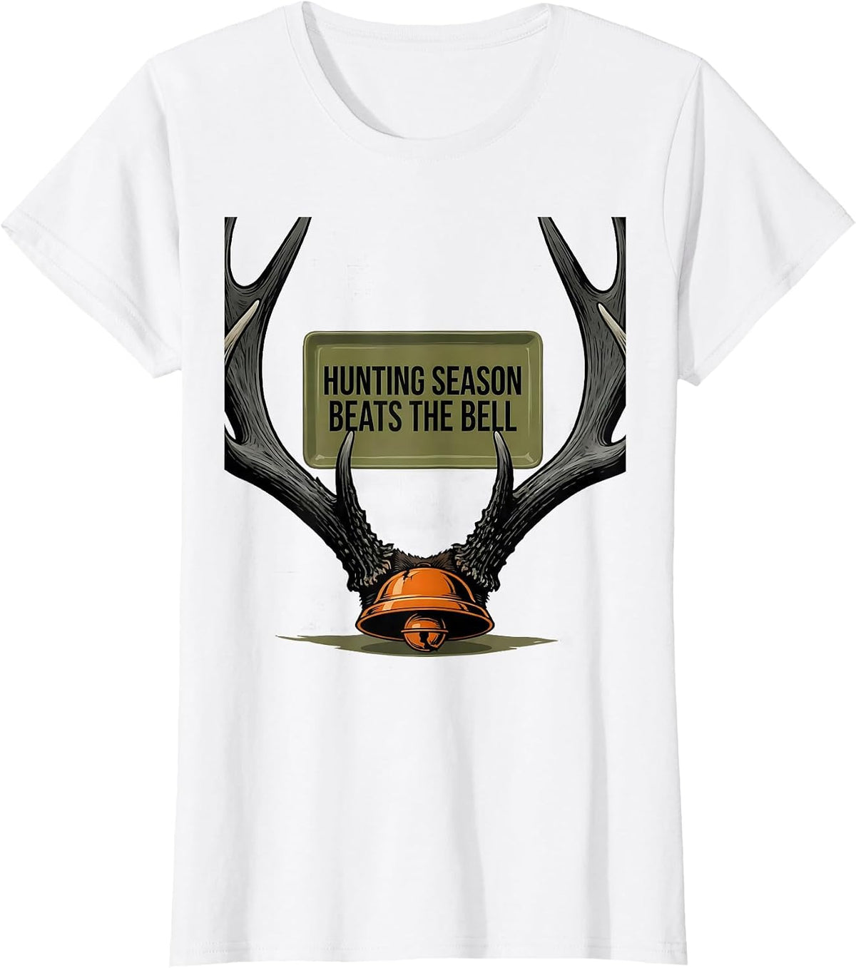 Hunting Season Beats The Bell Funny Deer Hunting Camo Dad T-Shirt - White