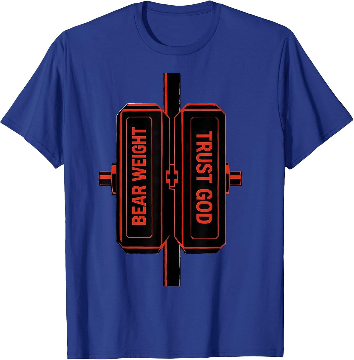 Bear Weight Trust God Faith Fitness Gym Christian T-Shirt - Royal Blue