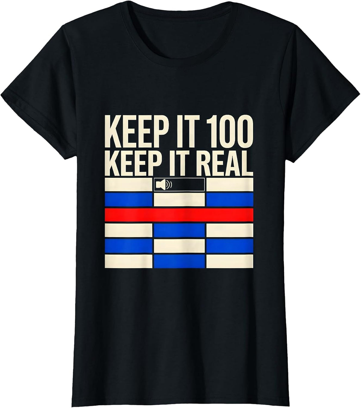 Women's Keep It 100 Keep It Real Geometric Hip Hop Rap Nostalgia T-Shirt - Black