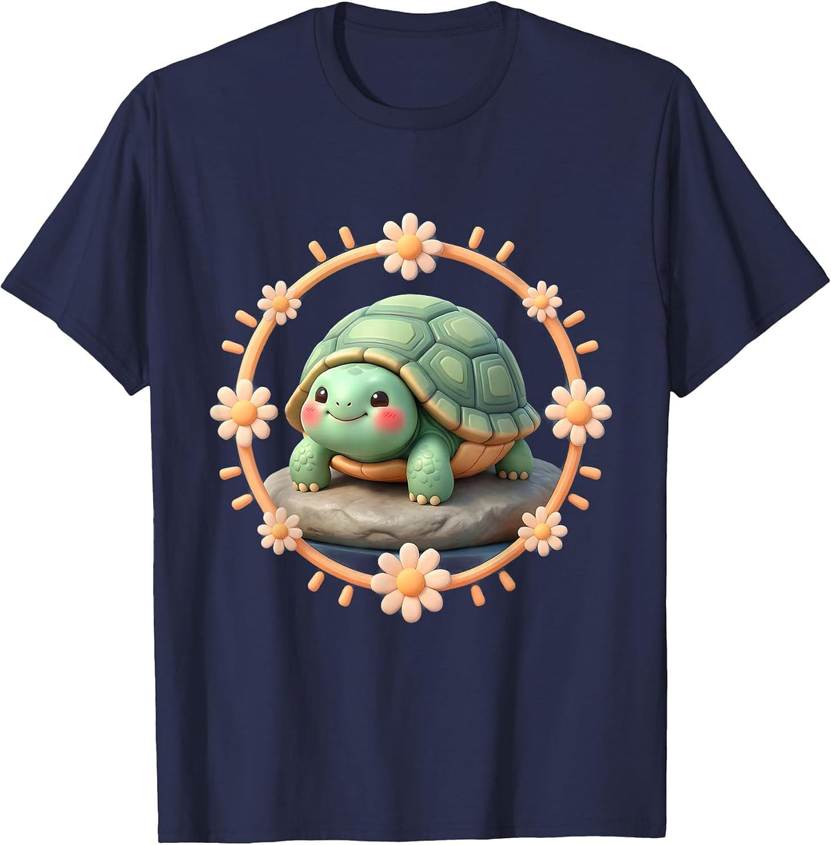 Box Turtle Basking on Sun-Warmed Rock T-Shirt - Navy Blue