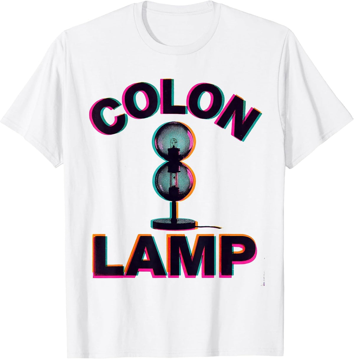 Men's Colon Lamp Risograph Grammar Teacher Pun Humor Gift T-Shirt - White