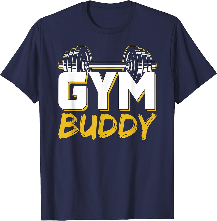 Gym Buddy Workout Fitness Train Training T-Shirt - Navy Blue