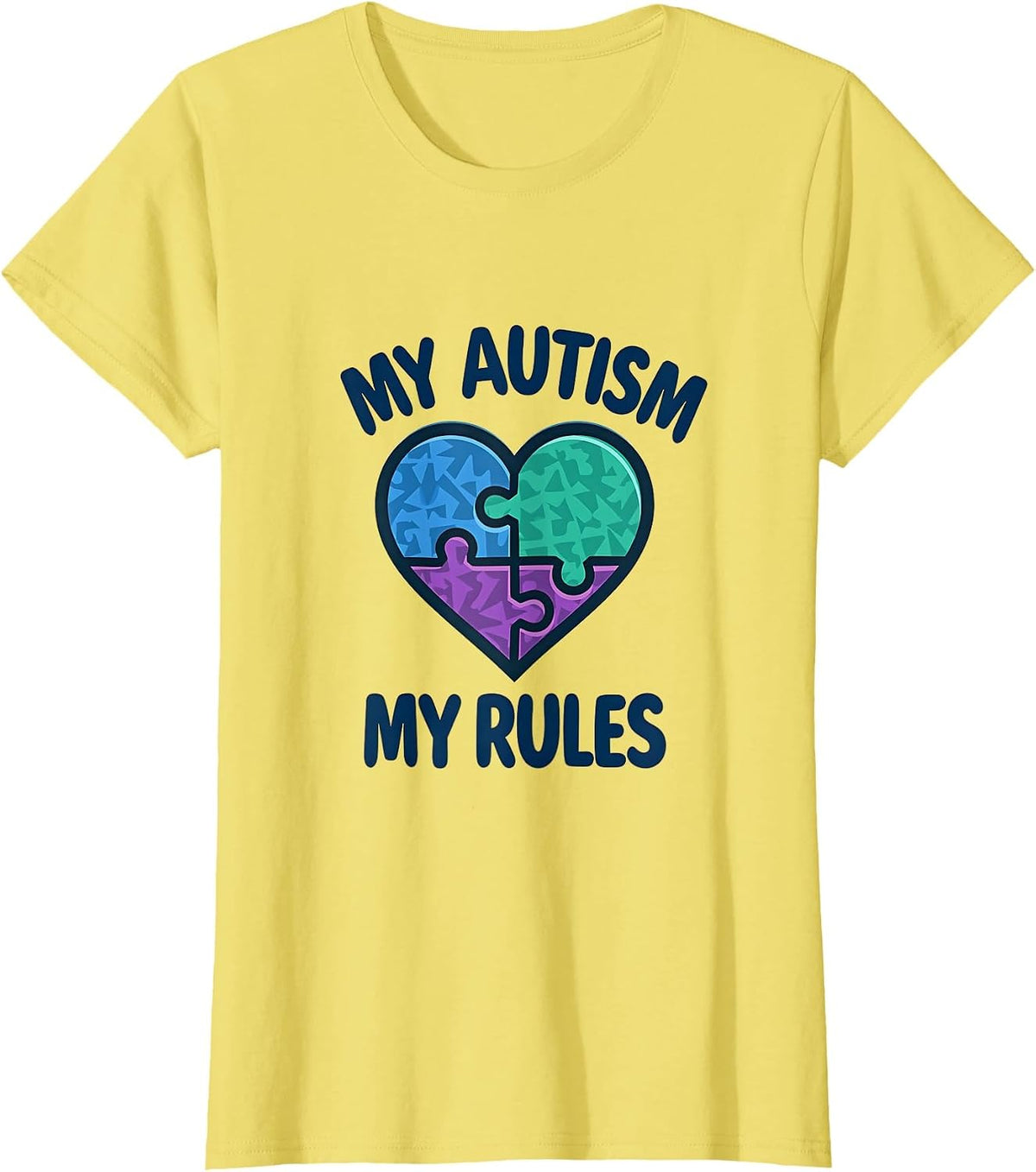 My Autism My Rules Proud Autism Awareness Design T-Shirt - Lemon Yellow
