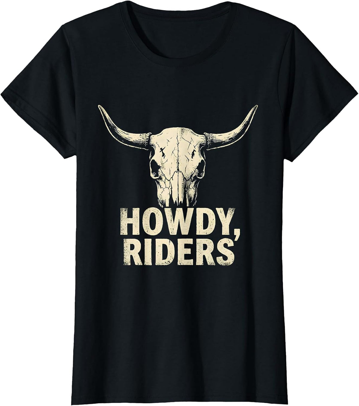 Howdy, Riders Boho Western Mono Cowboy Cowgirl Rodeo Pride T-Shirt - Black