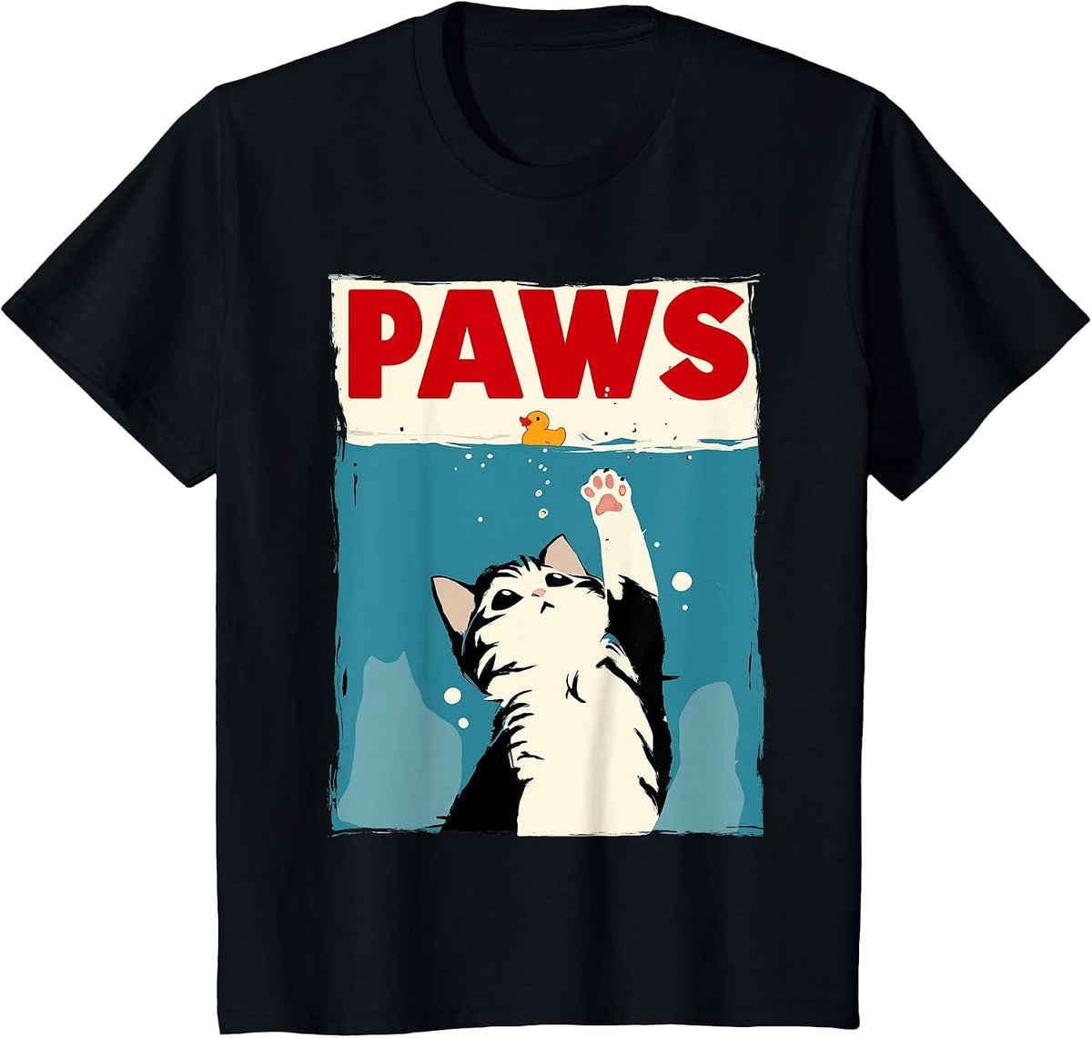 Paws Cat Novelty Graphic Men Kids Women Funny Cat T-Shirt - Black