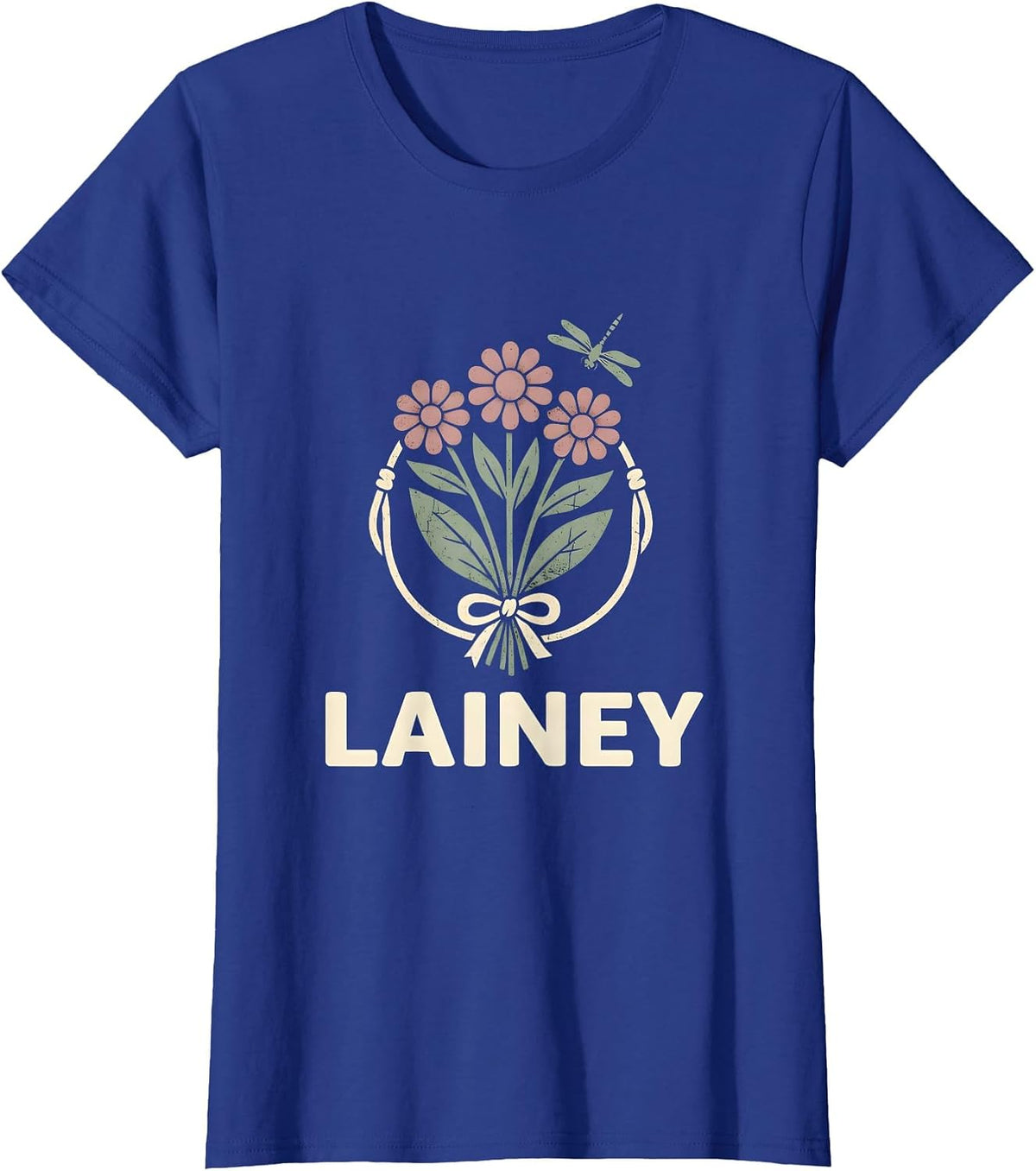 Women's Lainey Floral Boho Western Cowgirl Name Gift for Girls T-Shirt - Royal Blue