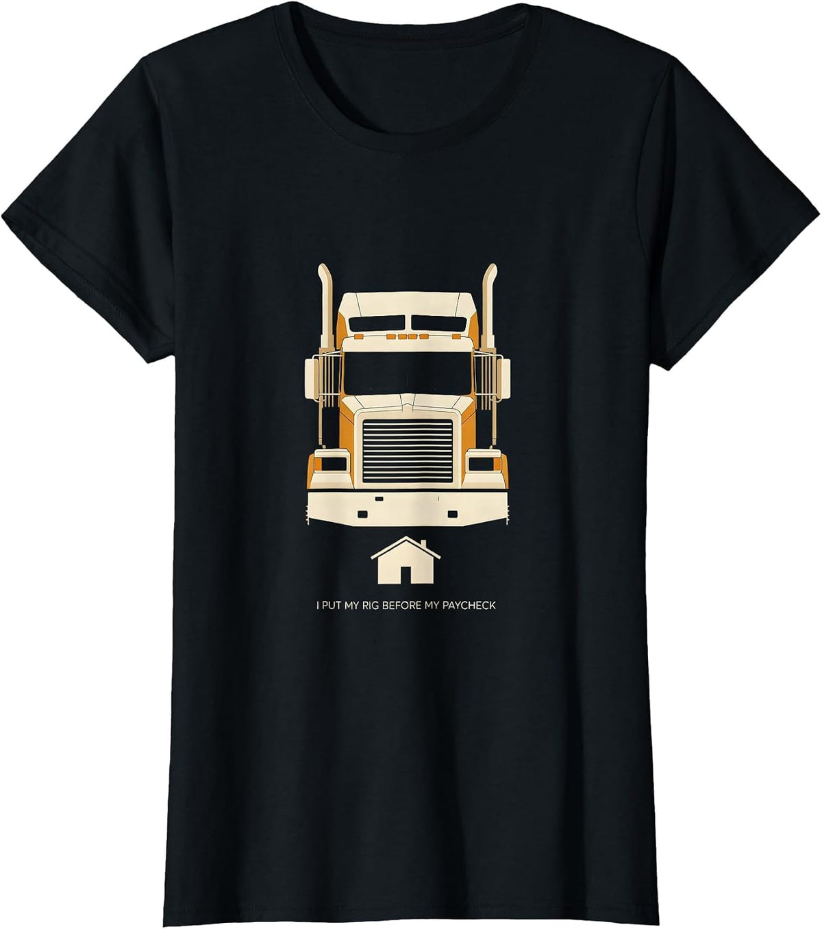 I Put My Rig Before My Paycheck Funny Trucker Pickup Driver T-Shirt - Black