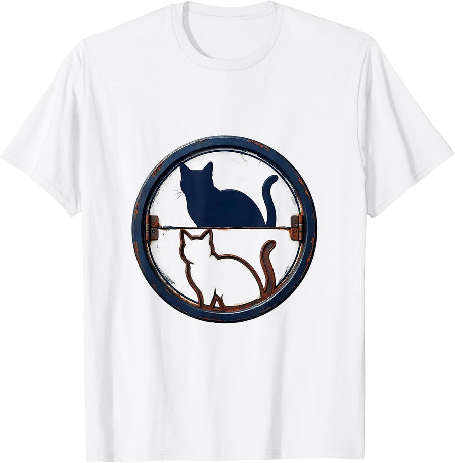 Men's Vintage Cat Seal Physics Nerd Humor T-Shirt - White