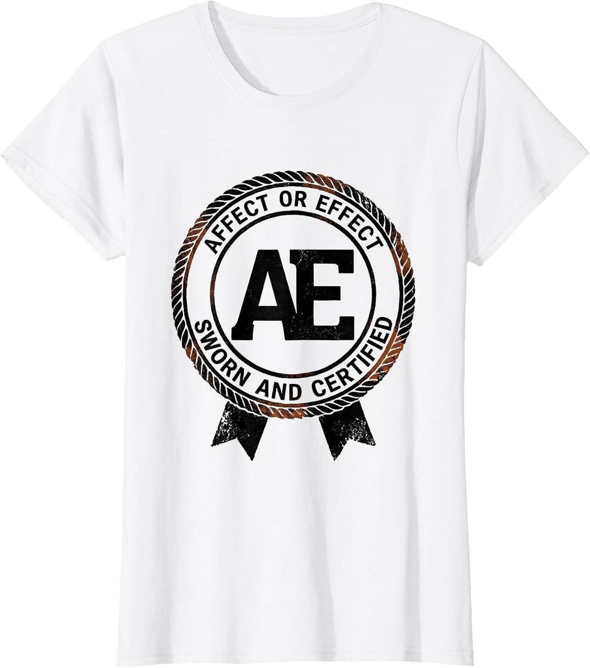 Women's Affect Or Effect Sworn And Certified Funny Grammar Teacher T-Shirt - White