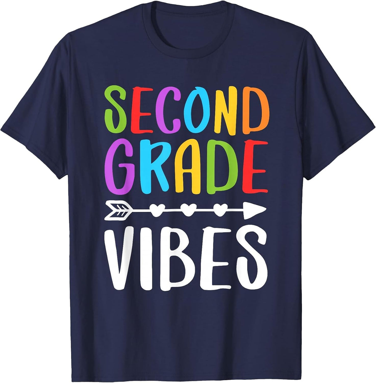Second Grade Vibes Shirt for Kids Boys Girls 2nd Grade Teacher Student Tee T-Shirt - Navy Blue