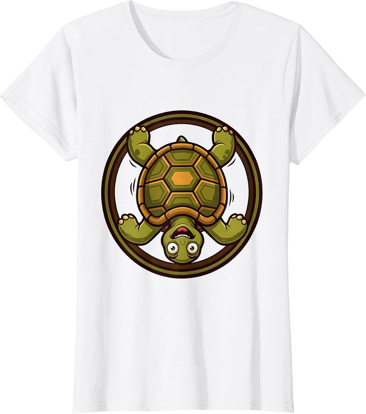 Women's Funny Turtle Flipped Upside Down Graphic T-Shirt - White