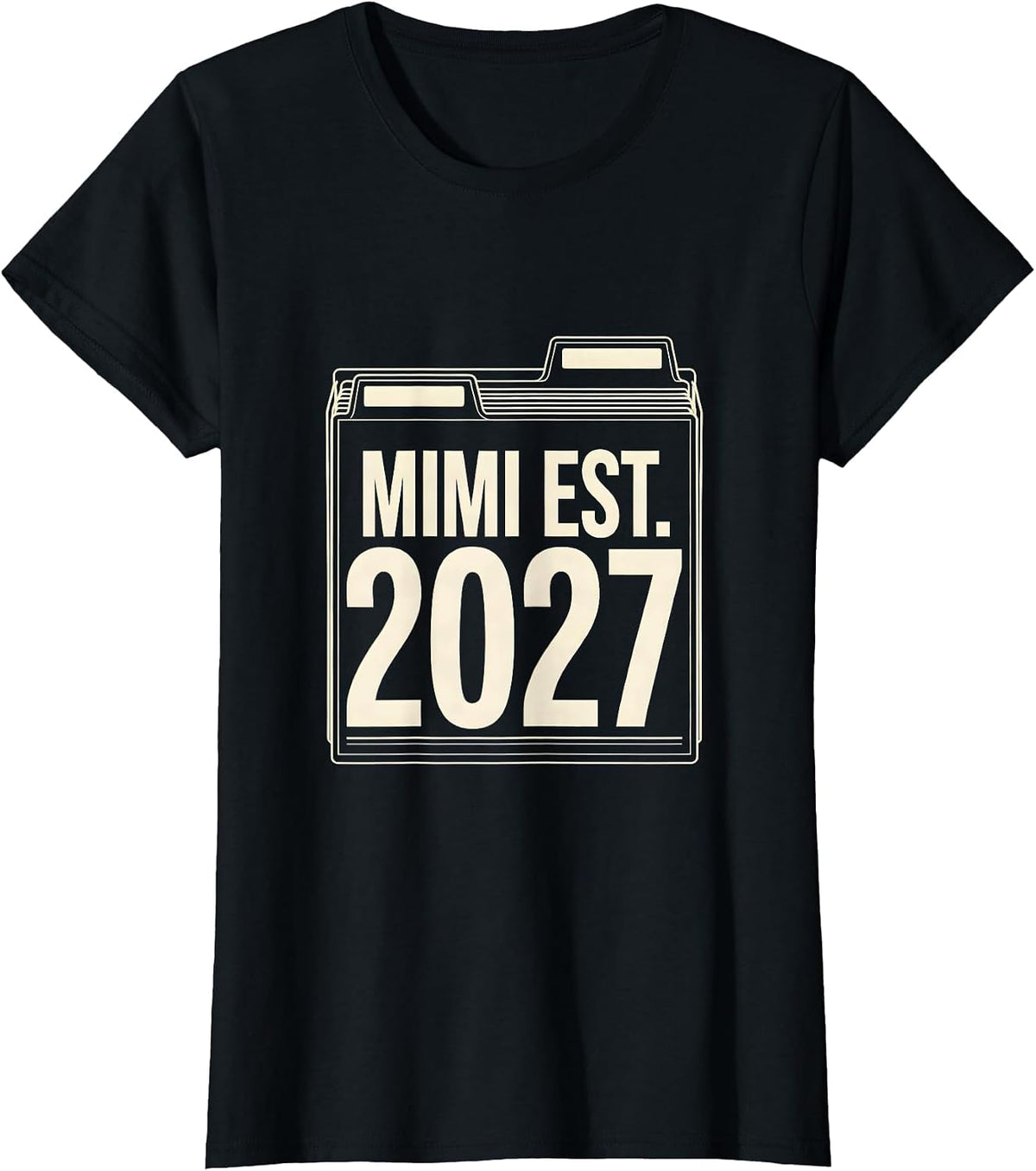 Mimi Est. 2027 New Grandma Grandparent Pregnancy T-Shirt - Black