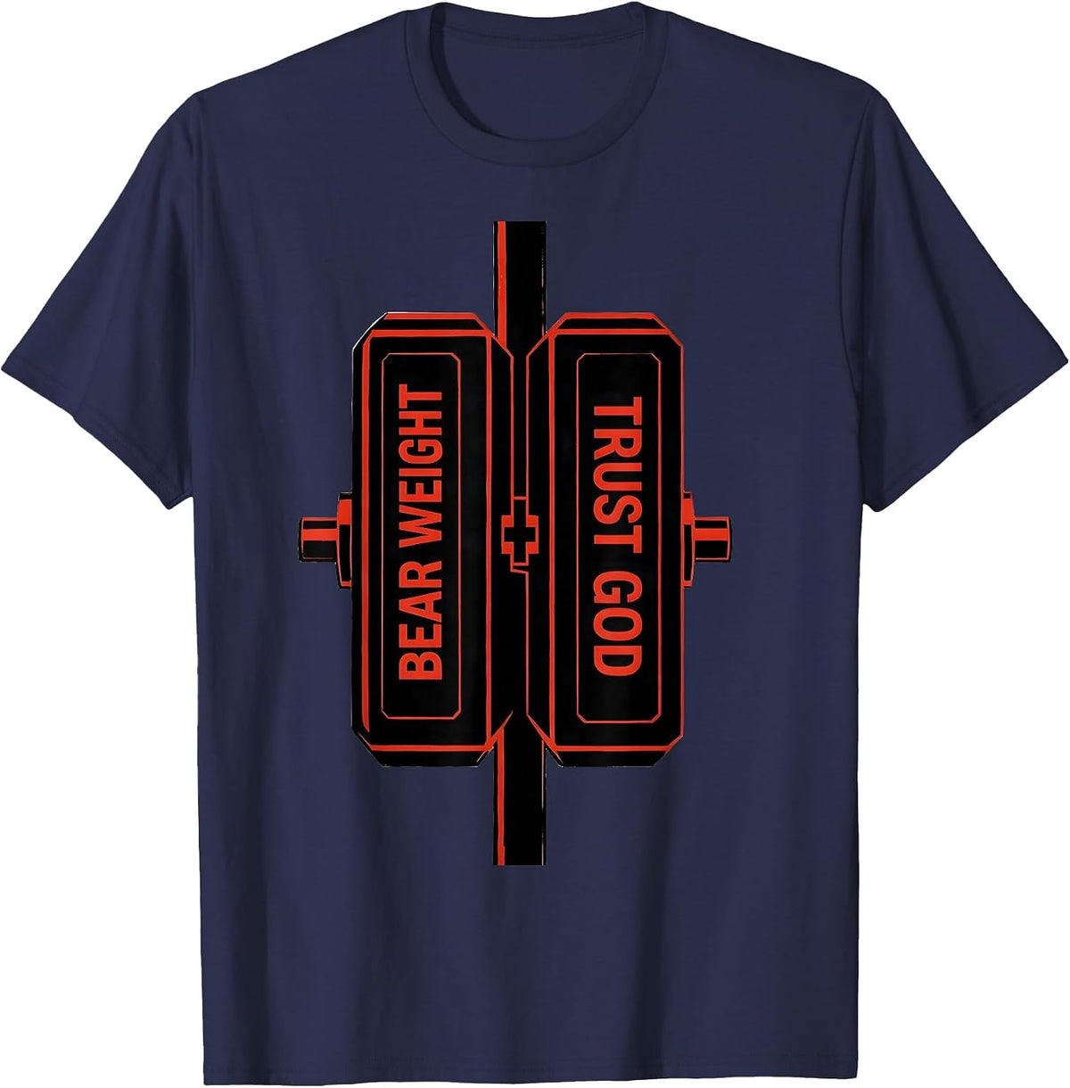 Bear Weight Trust God Faith Fitness Gym Christian T-Shirt - Navy Blue
