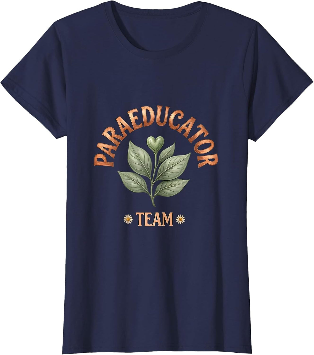Women's Paraeducator Team Groovy School Support Staff Appreciation T-Shirt - Navy Blue