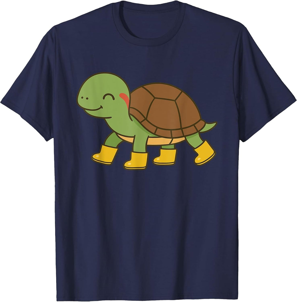 Cute Red Eared Slider Turtle in Rain Boots T-Shirt - Navy Blue
