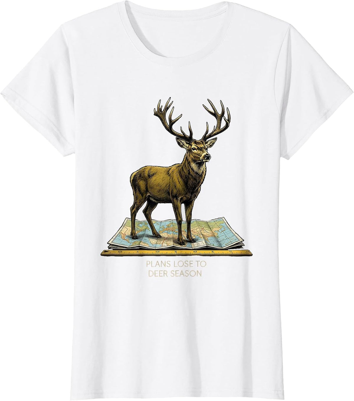 Plans Lose To Deer Season Funny Hunting Dad Humor T-Shirt - White