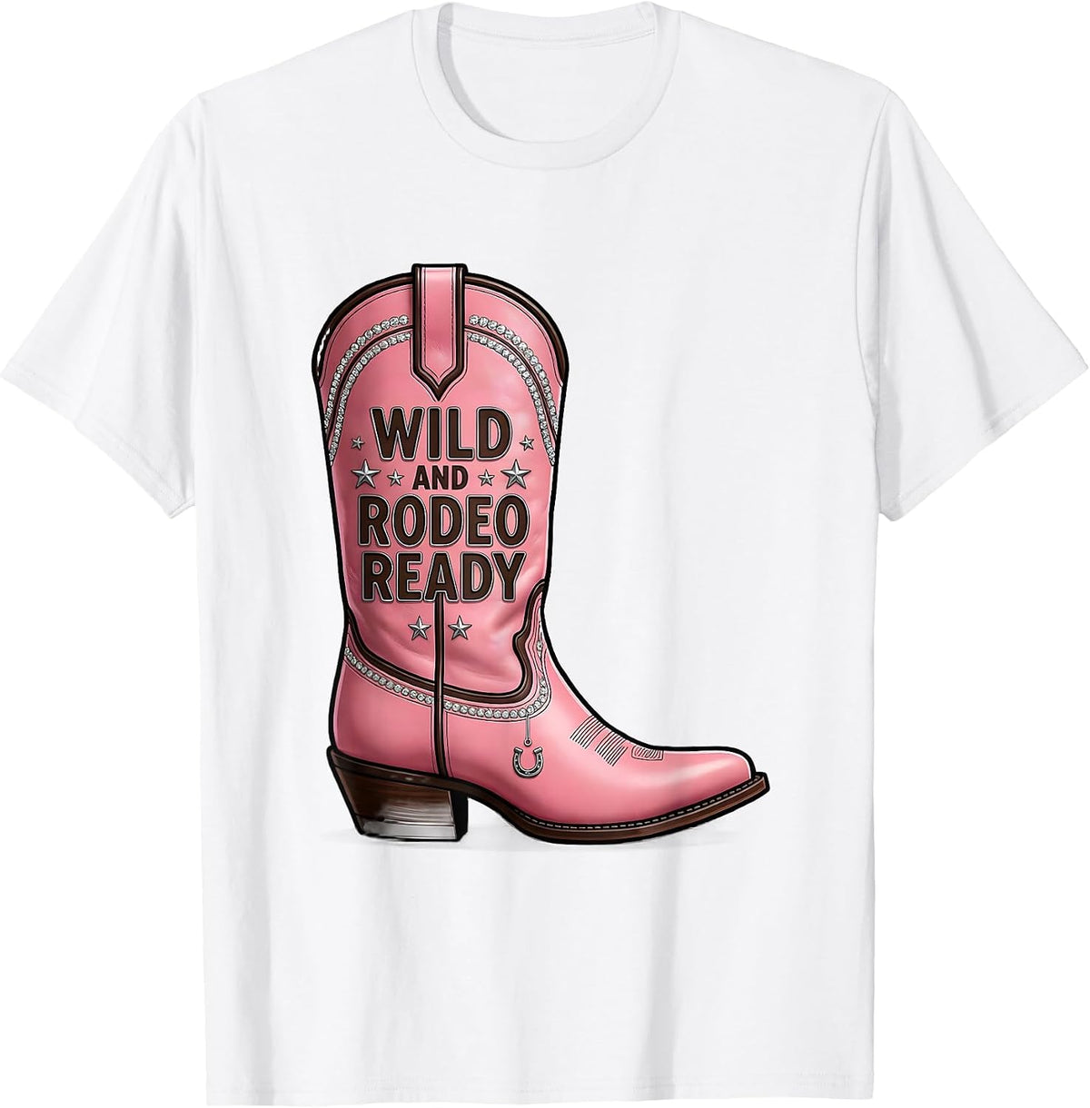 Men's Wild and Rodeo Ready Cowgirl Design T-Shirt - White