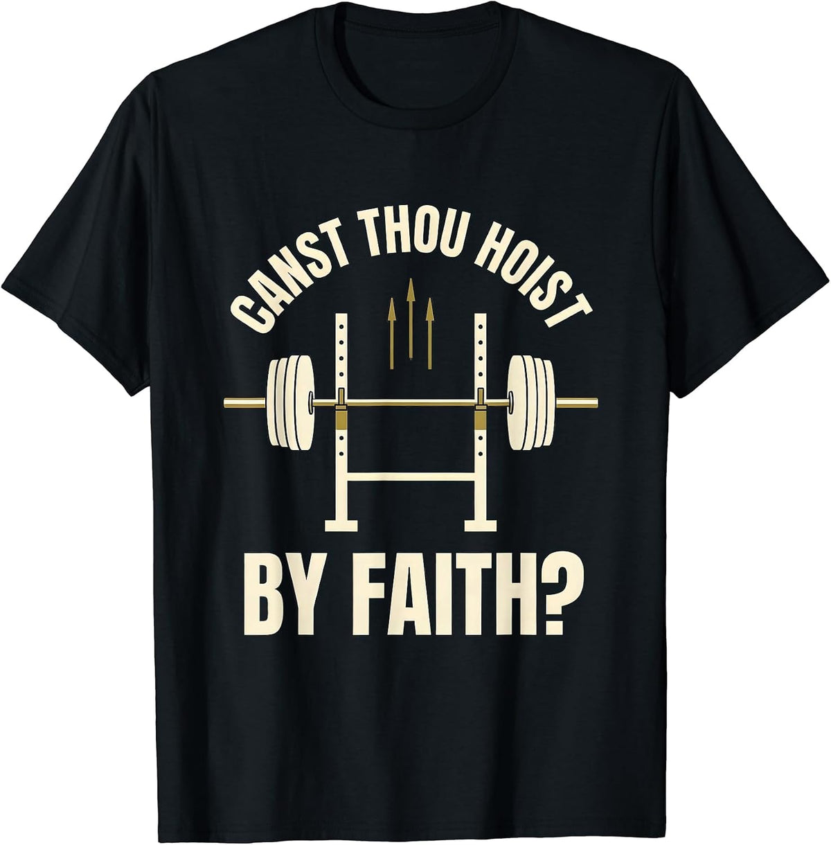 Men's Canst Thou Hoist by Faith Christian Gym Medieval Knight T-Shirt - Black