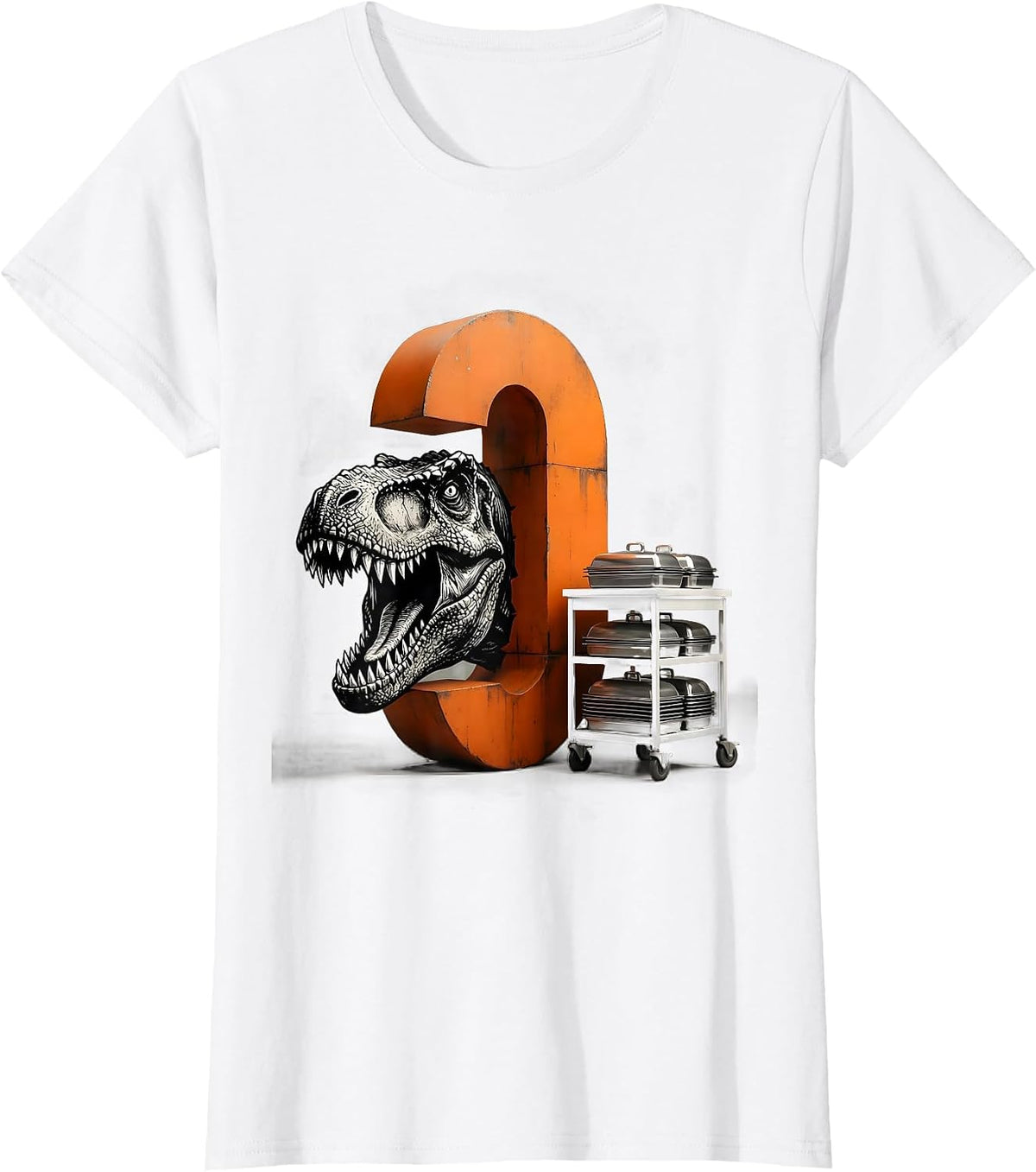 Dinosaur Comma Hinge Grammar Teacher Humor Gift T-Shirt - White