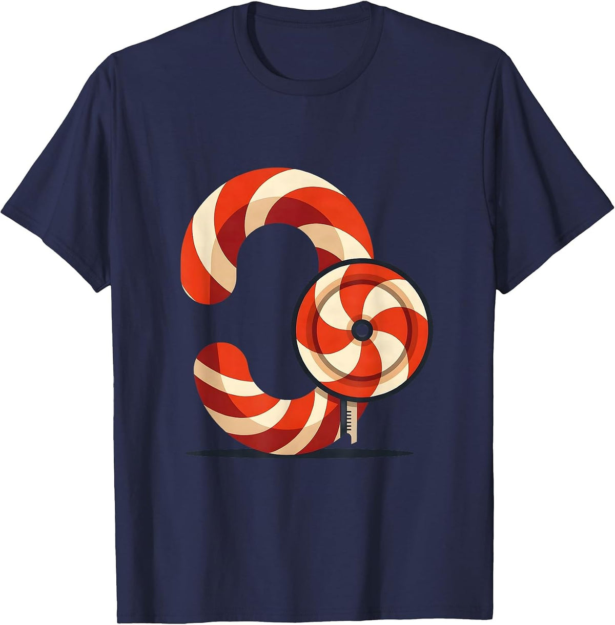 Curl Bar Candy Cane Christmas Gym Humor Fitness T-Shirt - Navy Blue
