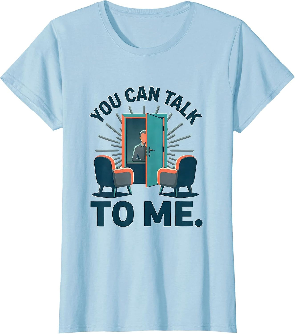You Can Talk To Me Groovy Retro School Counselor T-Shirt - Baby Blue