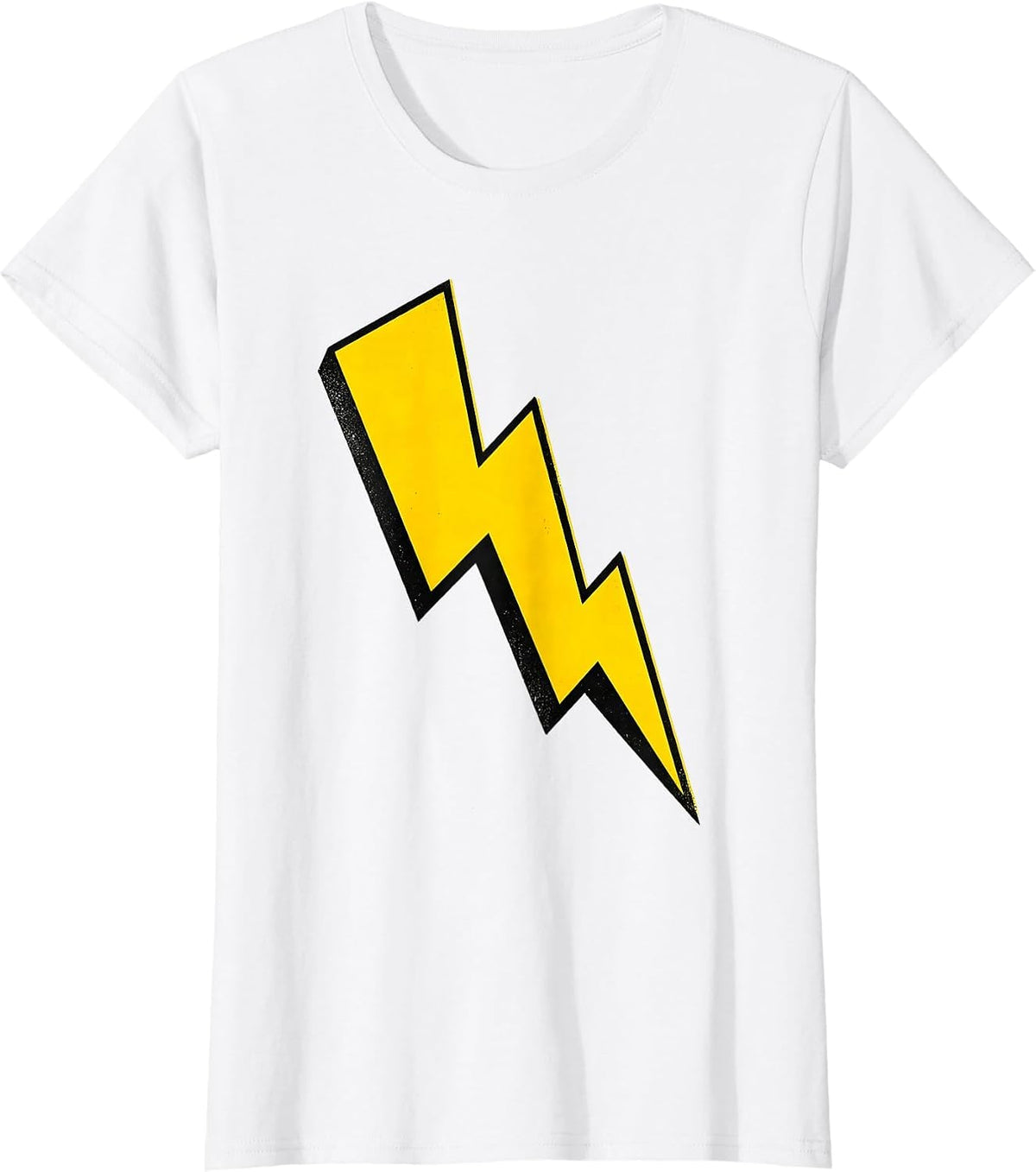 Bold Lightning Bolt Screenprint Poster Graphic Icon T-Shirt - White