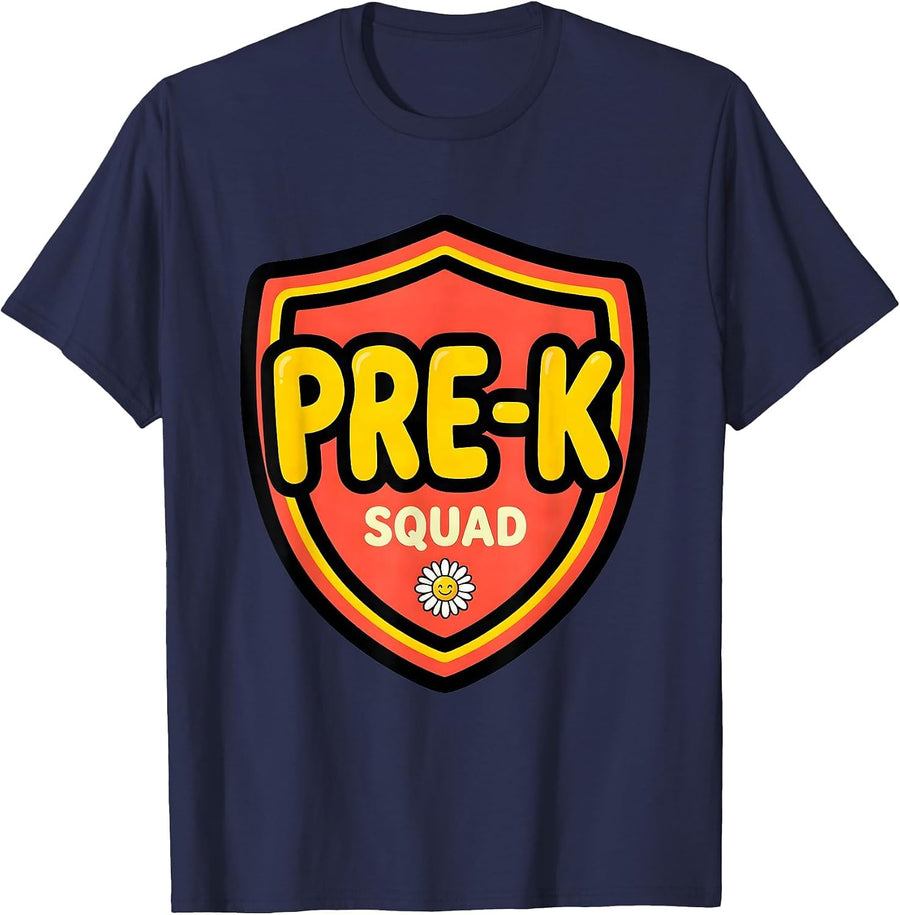 Pre-K Squad Funny Preschool Teacher Back To School T-Shirt - Navy Blue