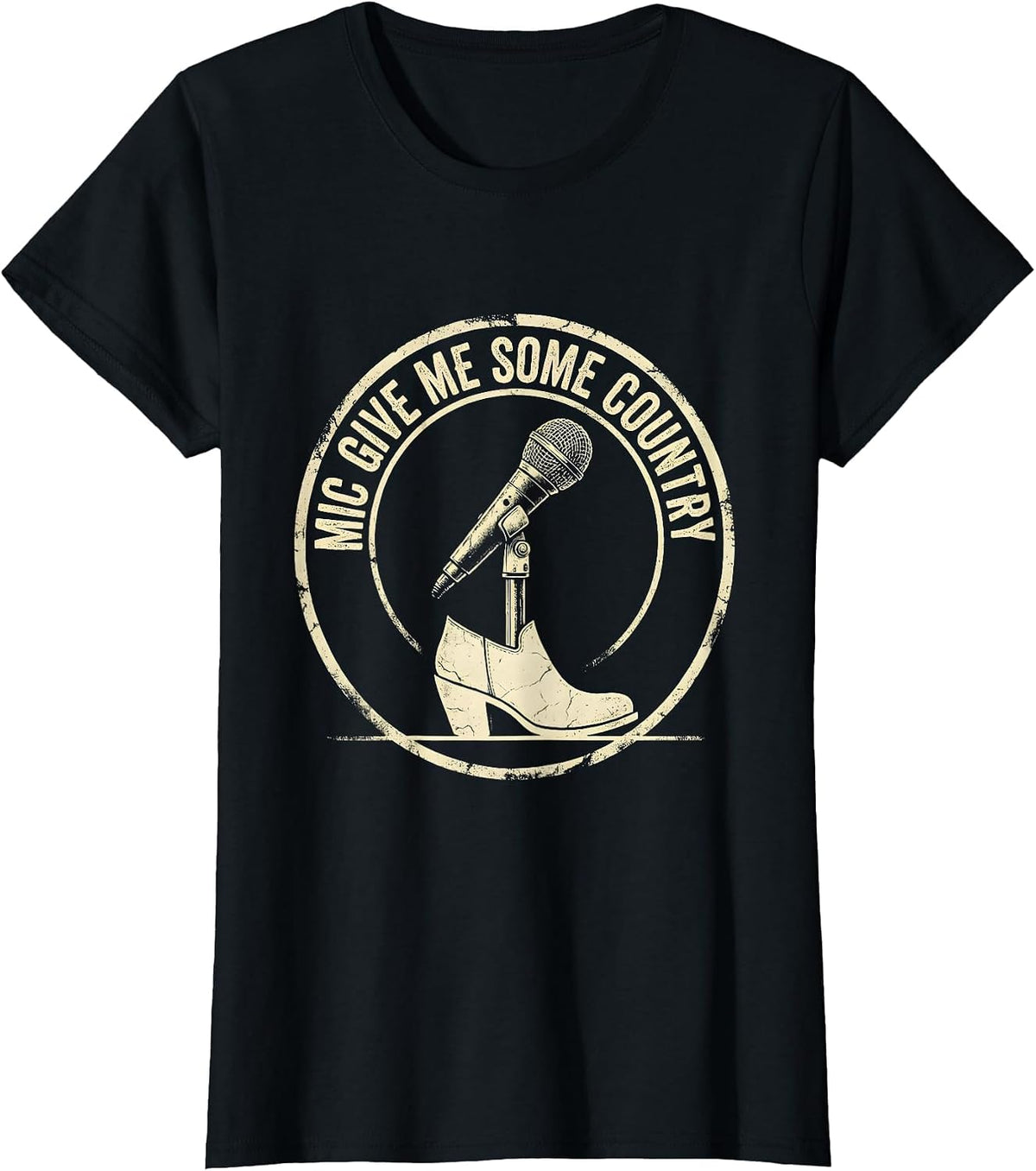 Mic, Give Me Some Country Boho Western Mono Southern Pride T-Shirt - Black