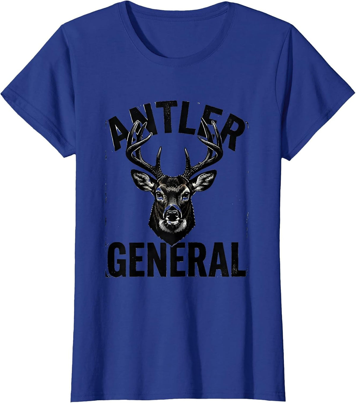 Women's Antler General Linocut Whitetail Deer Hunting Dad Gift T-Shirt - Royal Blue