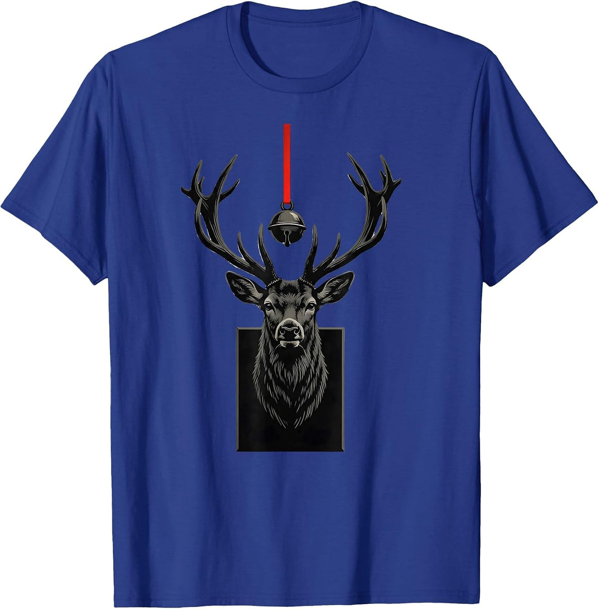 Men's Deer Head Trophy Christmas Bell Hunting Humor T-Shirt - Royal Blue