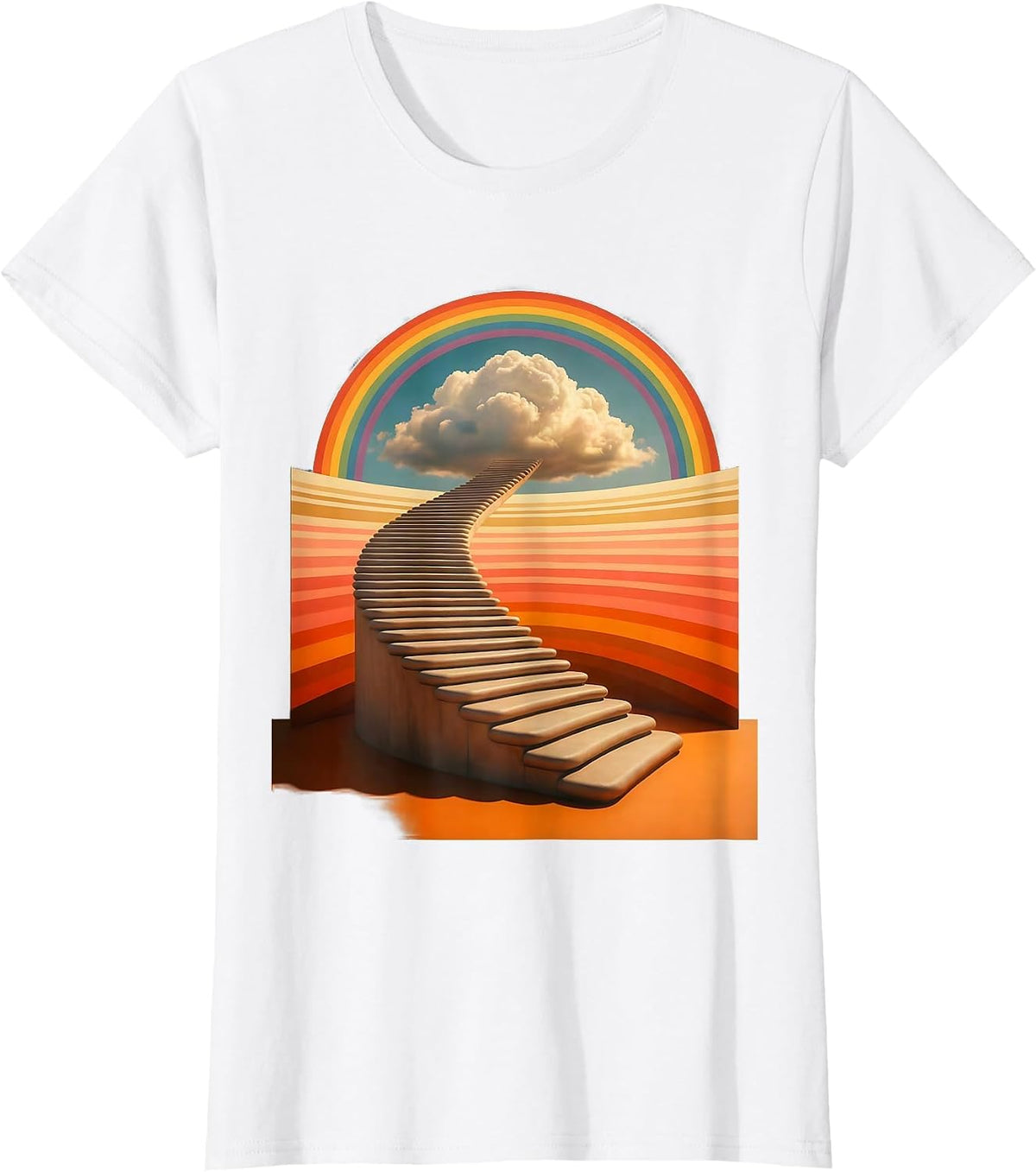 School Counselor Staircase to the Sky Design T-Shirt - White