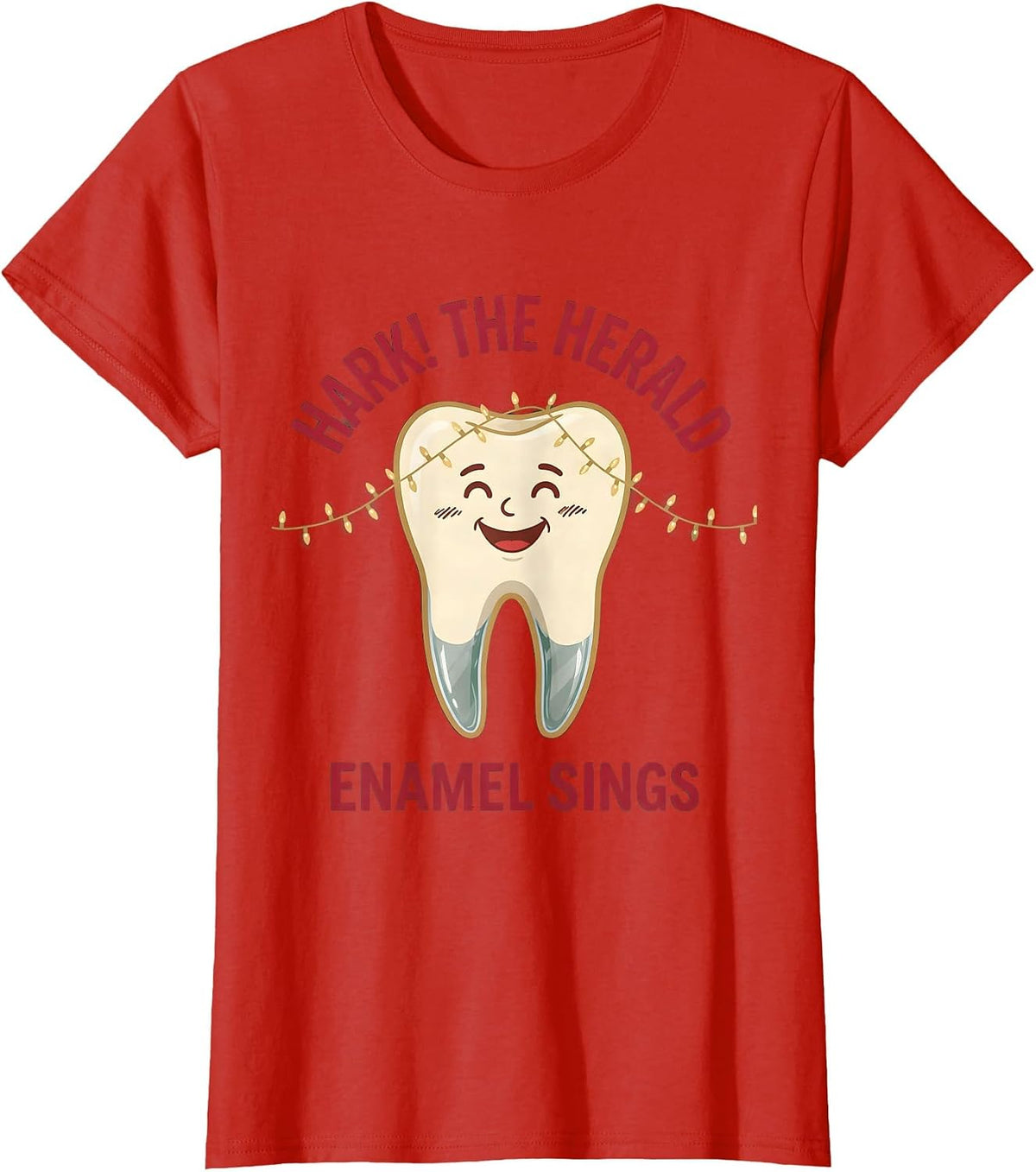 Hark! The Herald Enamel Sings Funny Dental Christmas Dentist T-Shirt - Red