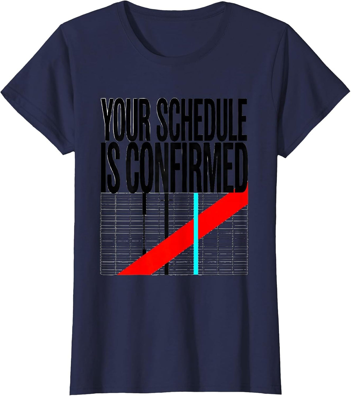 Women's Your Schedule Is Confirmed Groovy School Counselor Schedule T-Shirt - Navy Blue