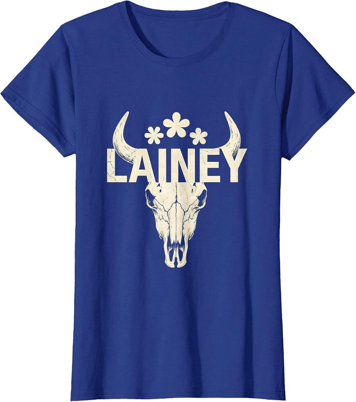 Women's Lainey Boho Western Cowgirl Gift for Girls First Name T-Shirt - Royal Blue