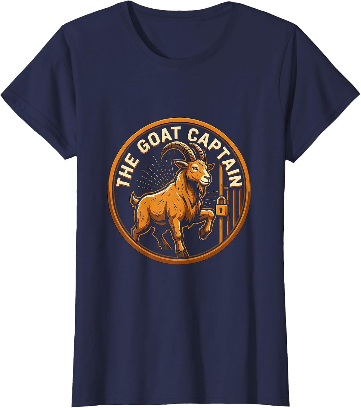 Women's The Goat Captain Funny Goat Owner Farmer Rancher Humor T-Shirt - Navy Blue