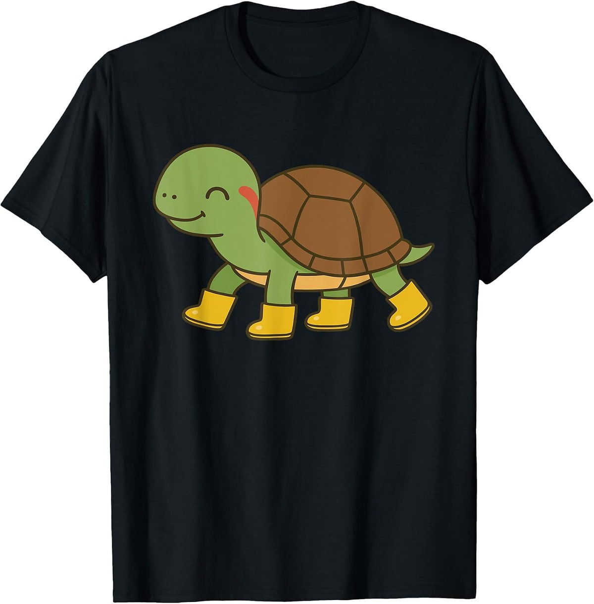 Cute Red Eared Slider Turtle in Rain Boots T-Shirt - Black