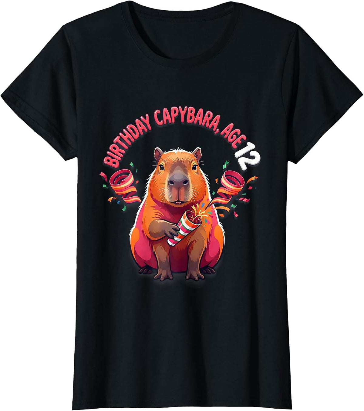 Birthday Capybara Age 12 Funny Capybara Meme Gamer Gift T-Shirt - Black