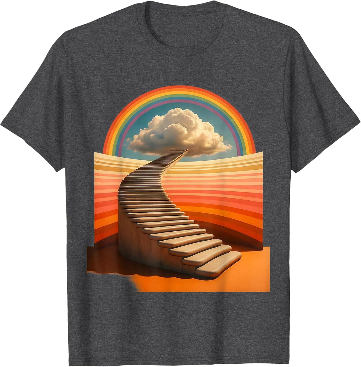 School Counselor Staircase to the Sky Design T-Shirt - Dark Heather Grey