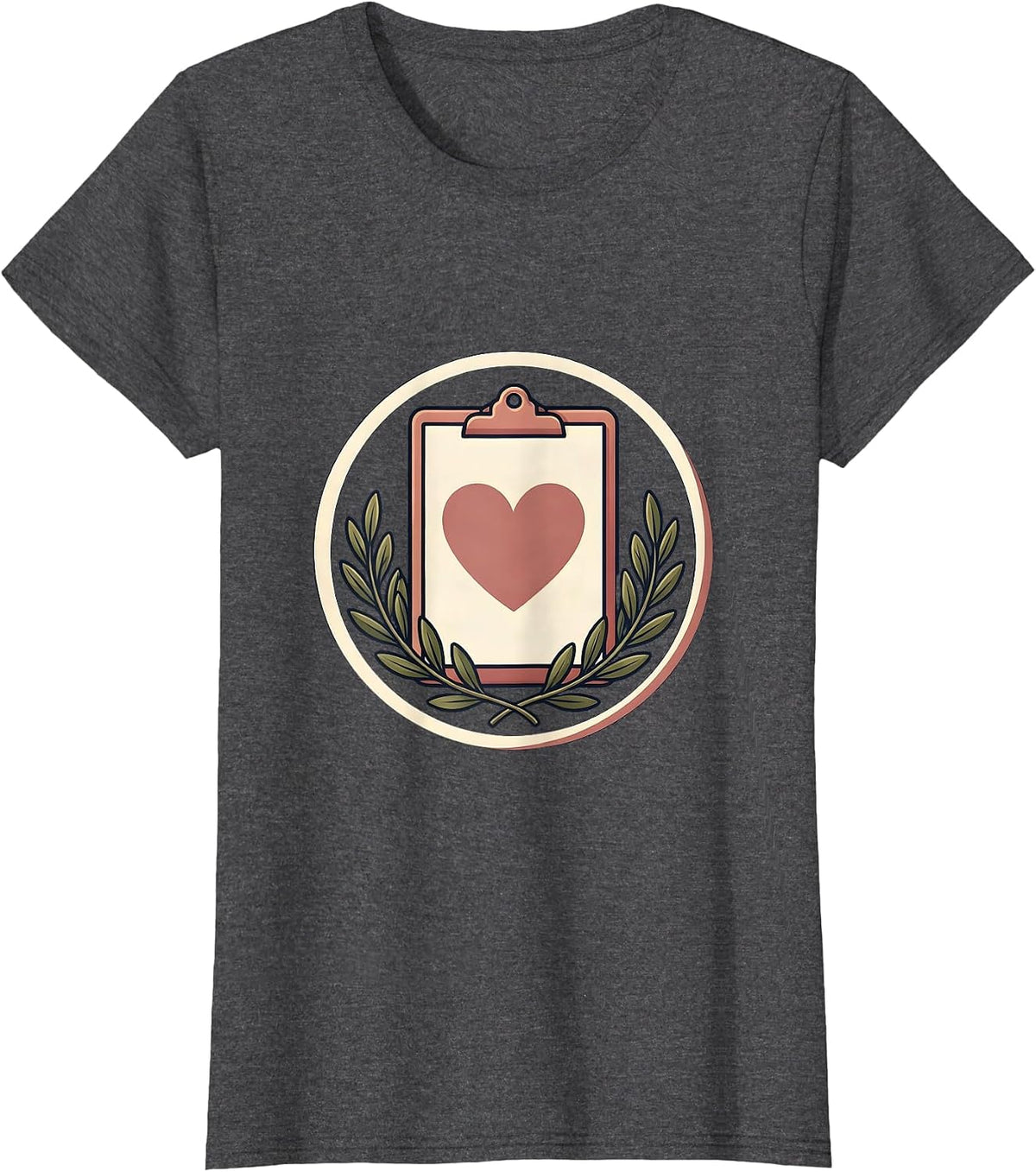 Women's School Counselor Clipboard Heart Illustration T-Shirt - Dark Heather Grey