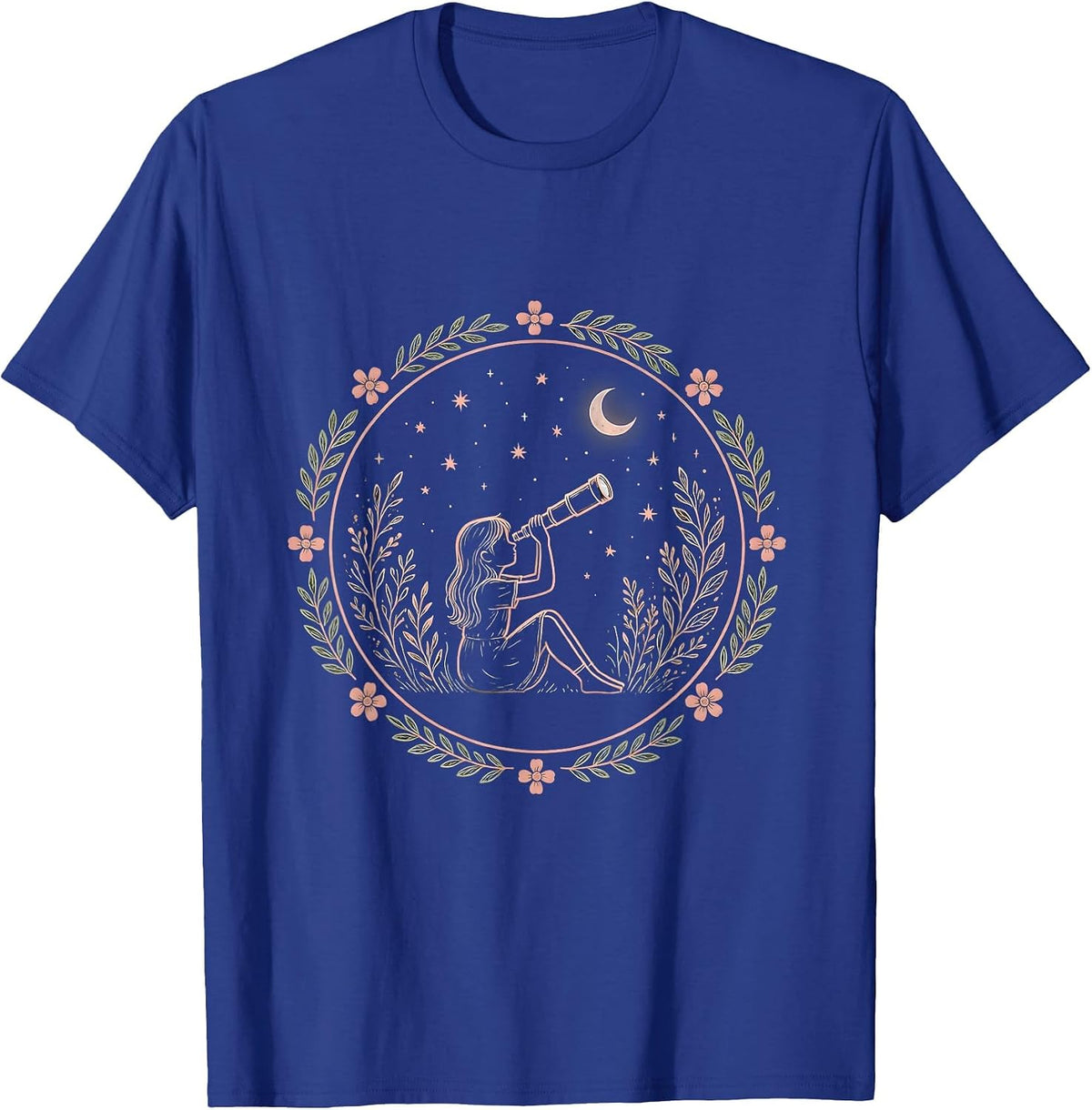 Favorite Daughter Stargazing Telescope Girl Design T-Shirt - Royal Blue