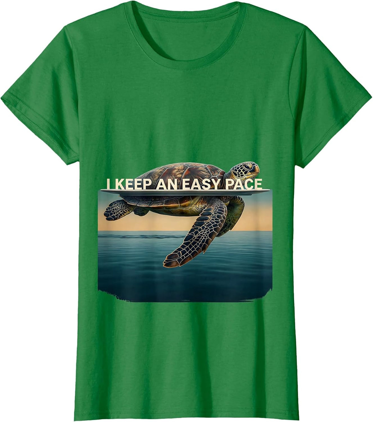 Women's I Keep An Easy Pace Sea Turtle Ocean Animal Lover Casual T-Shirt - Kelly Green