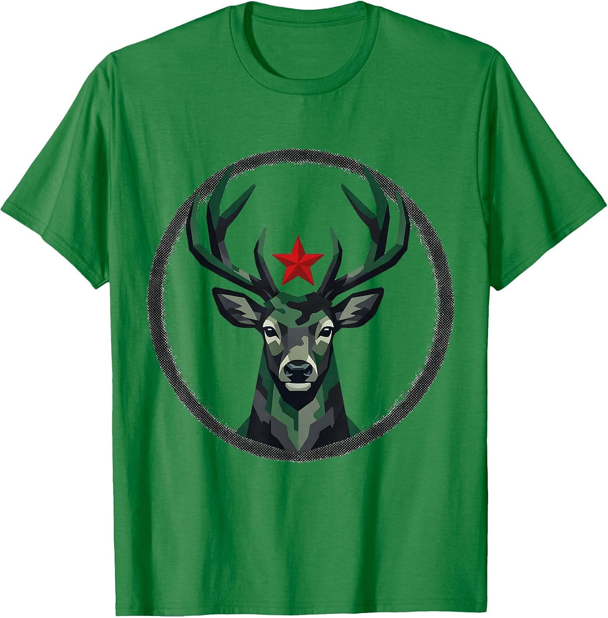Men's Sealed Deer Badge Vintage Christmas Hunter Gift T-Shirt - Kelly Green