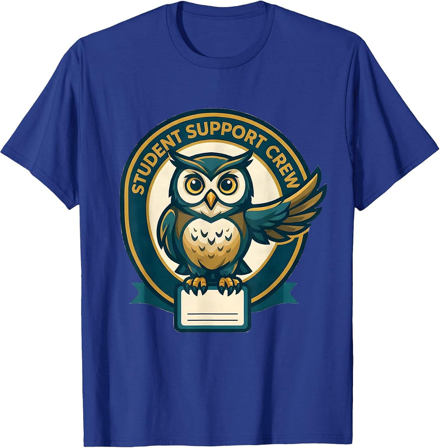 Student Support Crew Groovy Retro School Counselor T-Shirt - Royal Blue