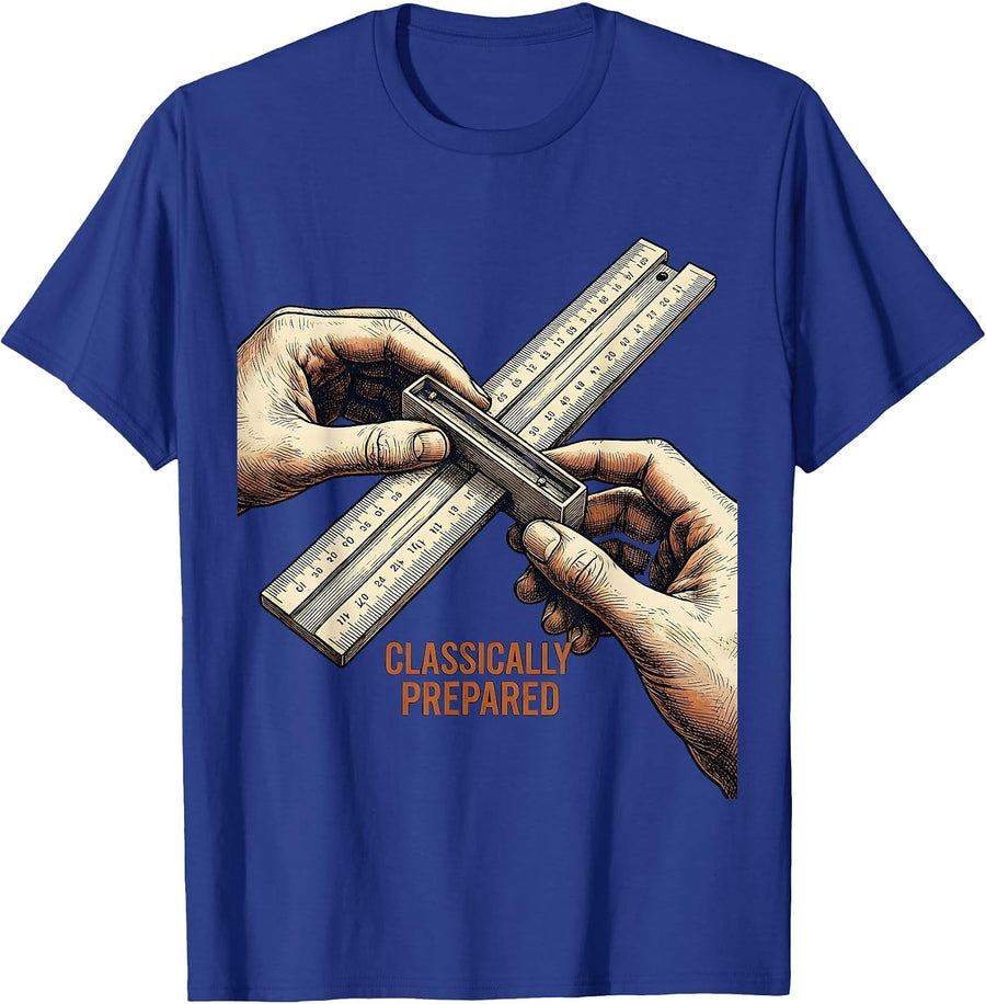 Classically Prepared Vintage Slide Rule Retro Math Engineer T-Shirt - Royal Blue