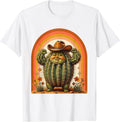 Cowgirl Cactus Cute Rodeo Desert Illustration T-Shirt - White